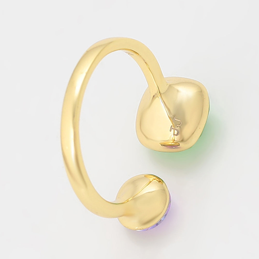 Anel de Liga de Ouro com Cristal Emporia® Verde e Cristal Emporia® Roxo