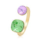 Anel de Liga de Ouro com Cristal Emporia® Verde e Cristal Emporia® Roxo