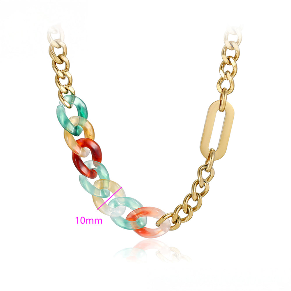 Colar de Liga de Ouro com Cristal Emporia® Vermelho e Cristal Emporia® Azul 3 