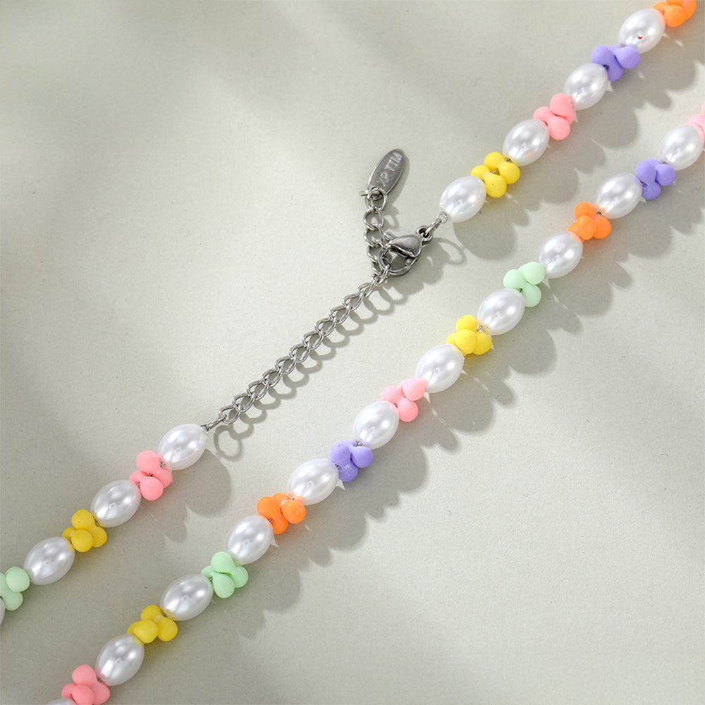 Colar de Liga de Ouro com Pérola de Vidro 5 