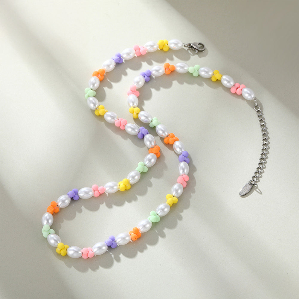 Colar de Liga de Ouro com Pérola de Vidro 6 