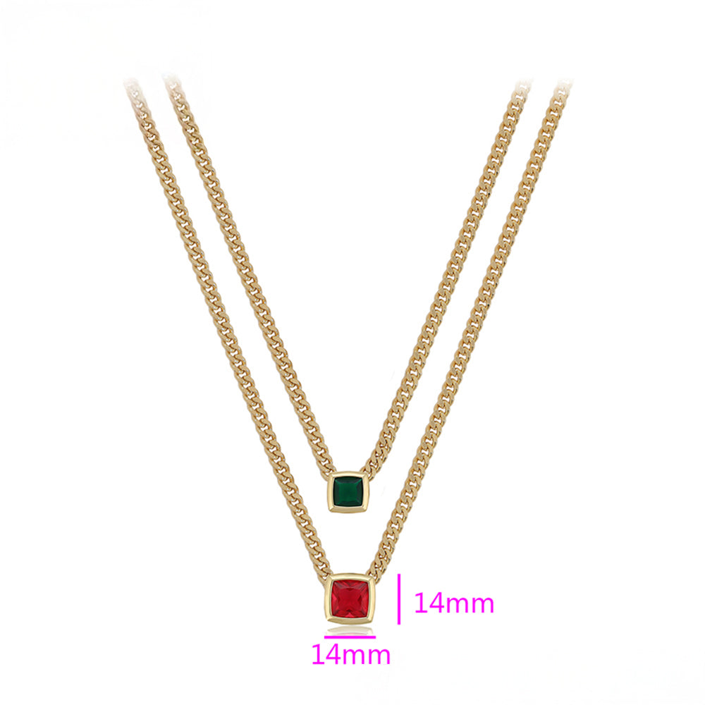 Colar de Liga de Ouro com Cristal Emporia® Vermelho e Cristal Emporia® Verde