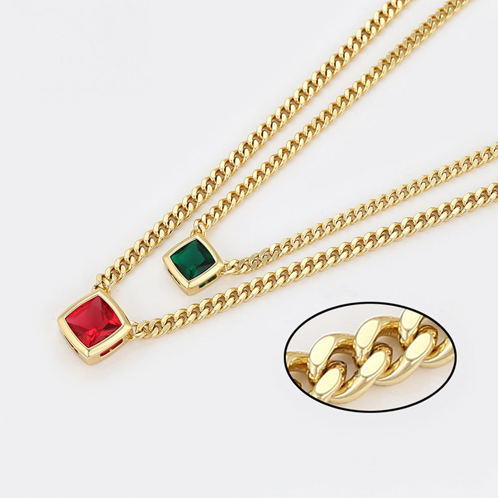 Colar de Liga de Ouro com Cristal Emporia® Vermelho e Cristal Emporia® Verde 1 