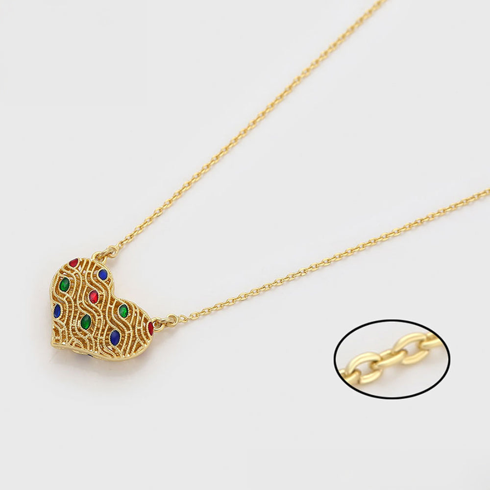 Colar de Liga de Ouro com Cristal Emporia® Vermelho e Cristal Emporia® Verde 5 