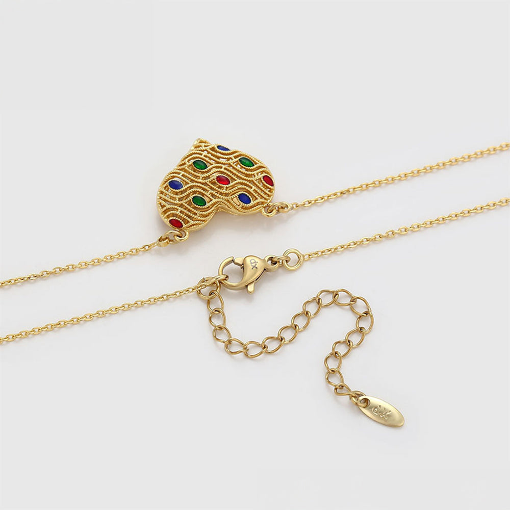 Colar de Liga de Ouro com Cristal Emporia® Vermelho e Cristal Emporia® Verde 7 