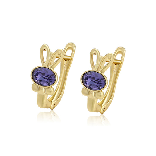 Brincos de Liga de Ouro com Cristal Emporia® Roxo