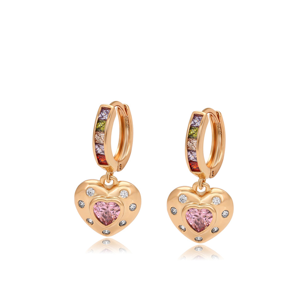 Brincos de Liga de Ouro com Cristal Emporia® Rosa e Cristal Emporia® Branco