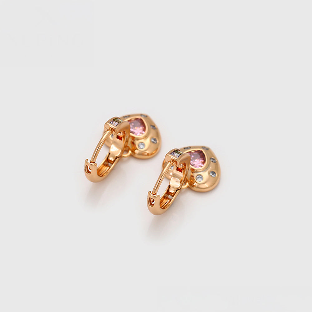 Brincos de Liga de Ouro com Cristal Emporia® Rosa e Cristal Emporia® Branco 3 