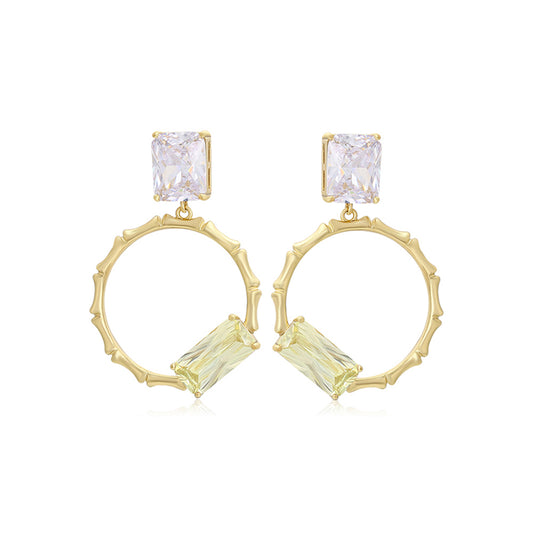 Brincos de Liga de Ouro com Cristal Emporia® Verde e Cristal Emporia® Branco