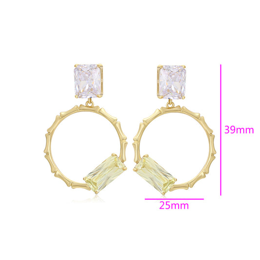 Brincos de Liga de Ouro com Cristal Emporia® Verde e Cristal Emporia® Branco