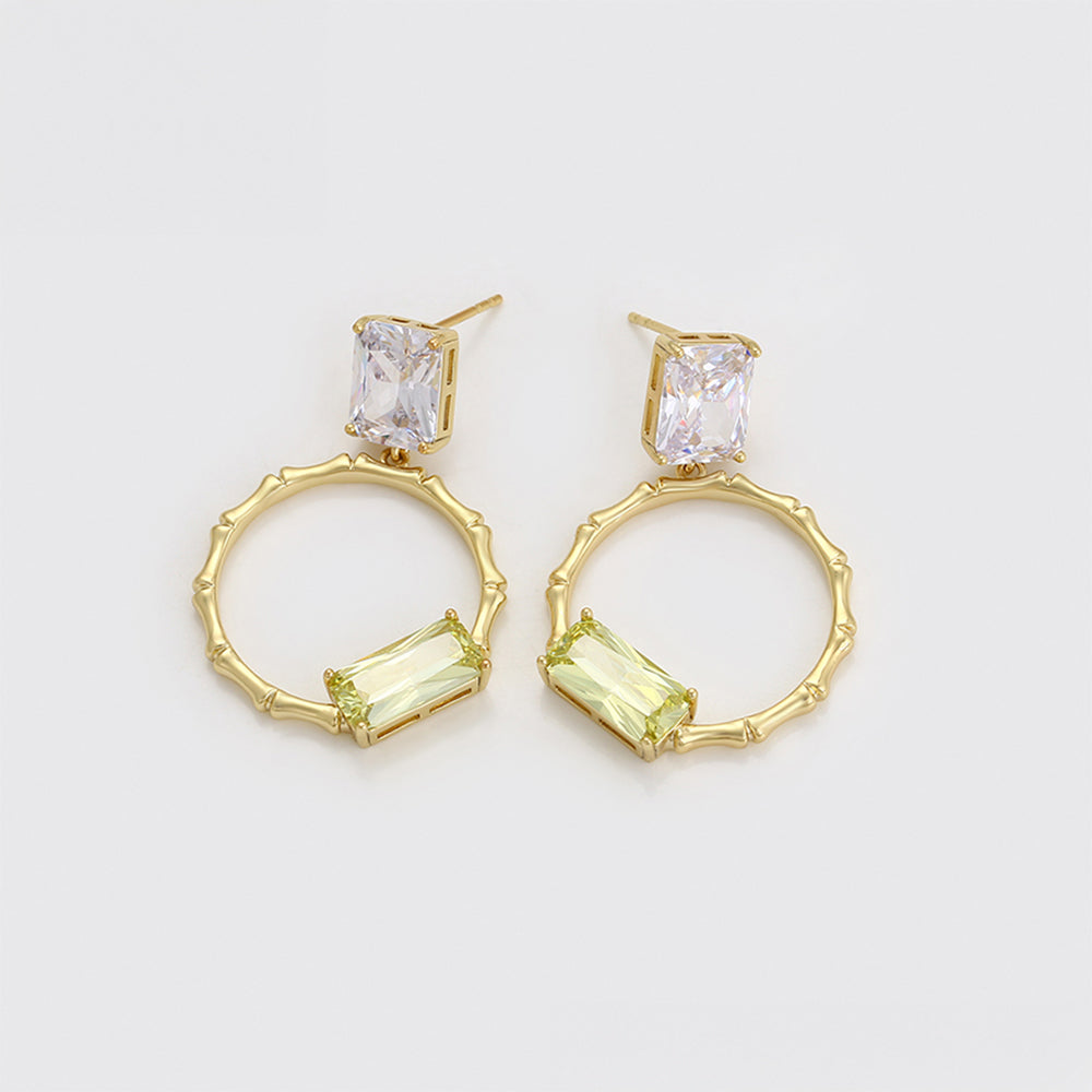 Brincos de Liga de Ouro com Cristal Emporia® Verde e Cristal Emporia® Branco