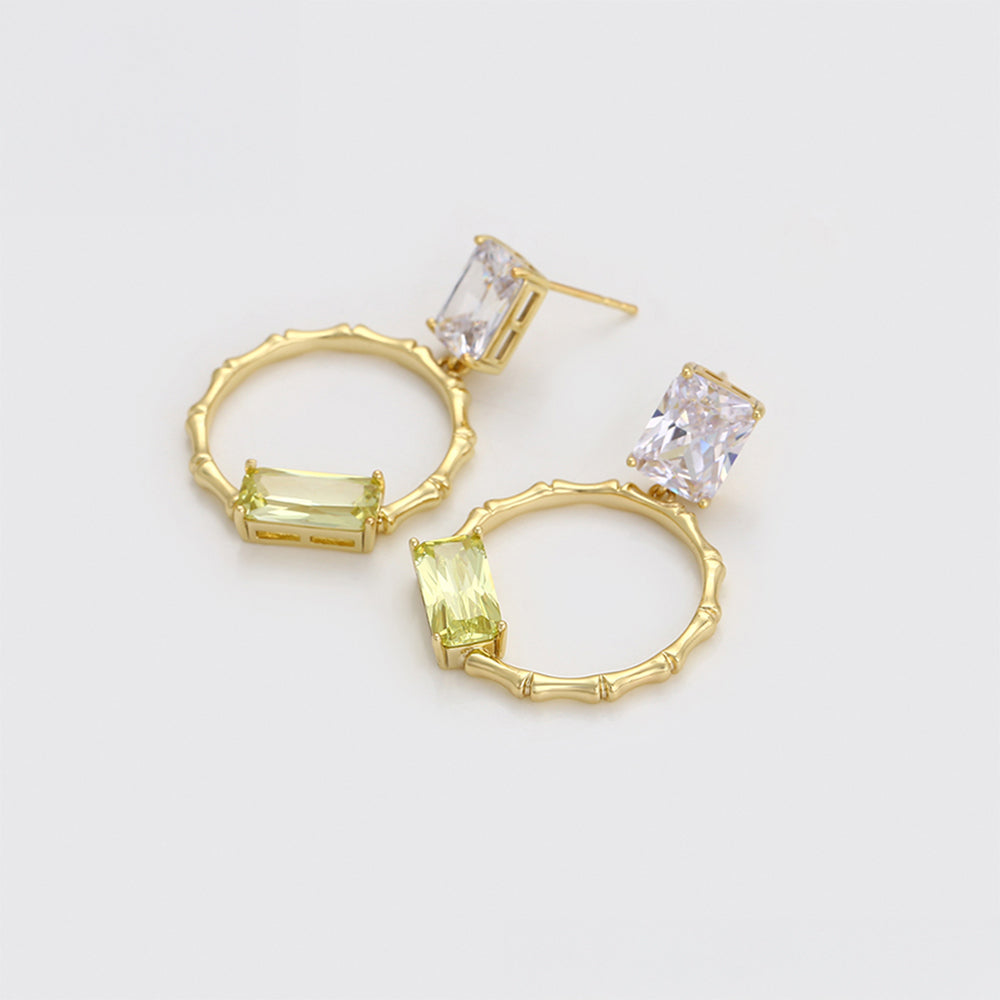 Brincos de Liga de Ouro com Cristal Emporia® Verde e Cristal Emporia® Branco 4 