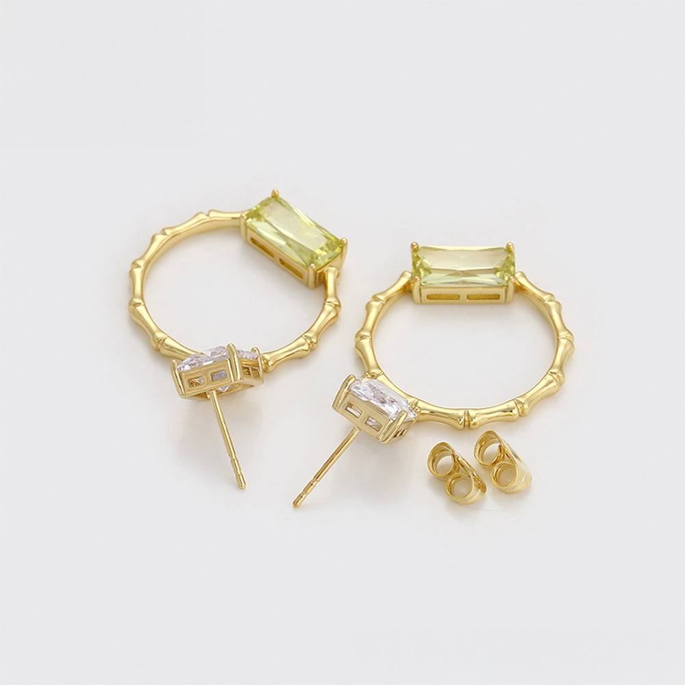 Brincos de Liga de Ouro com Cristal Emporia® Verde e Cristal Emporia® Branco 6 