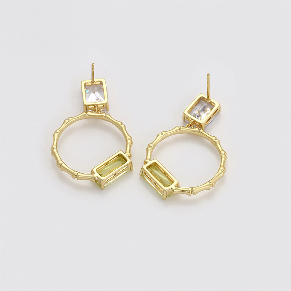 Brincos de Liga de Ouro com Cristal Emporia® Verde e Cristal Emporia® Branco