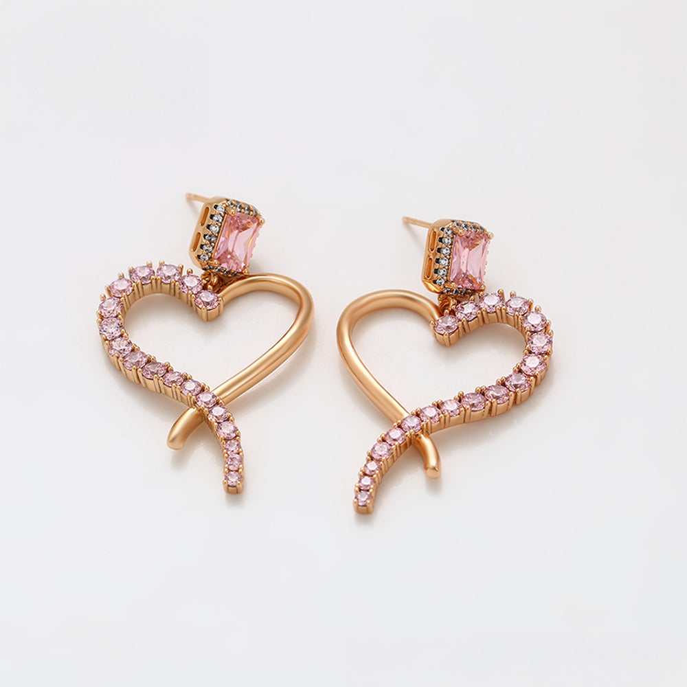 Brincos de Liga de Ouro com Cristal Emporia® Rosa