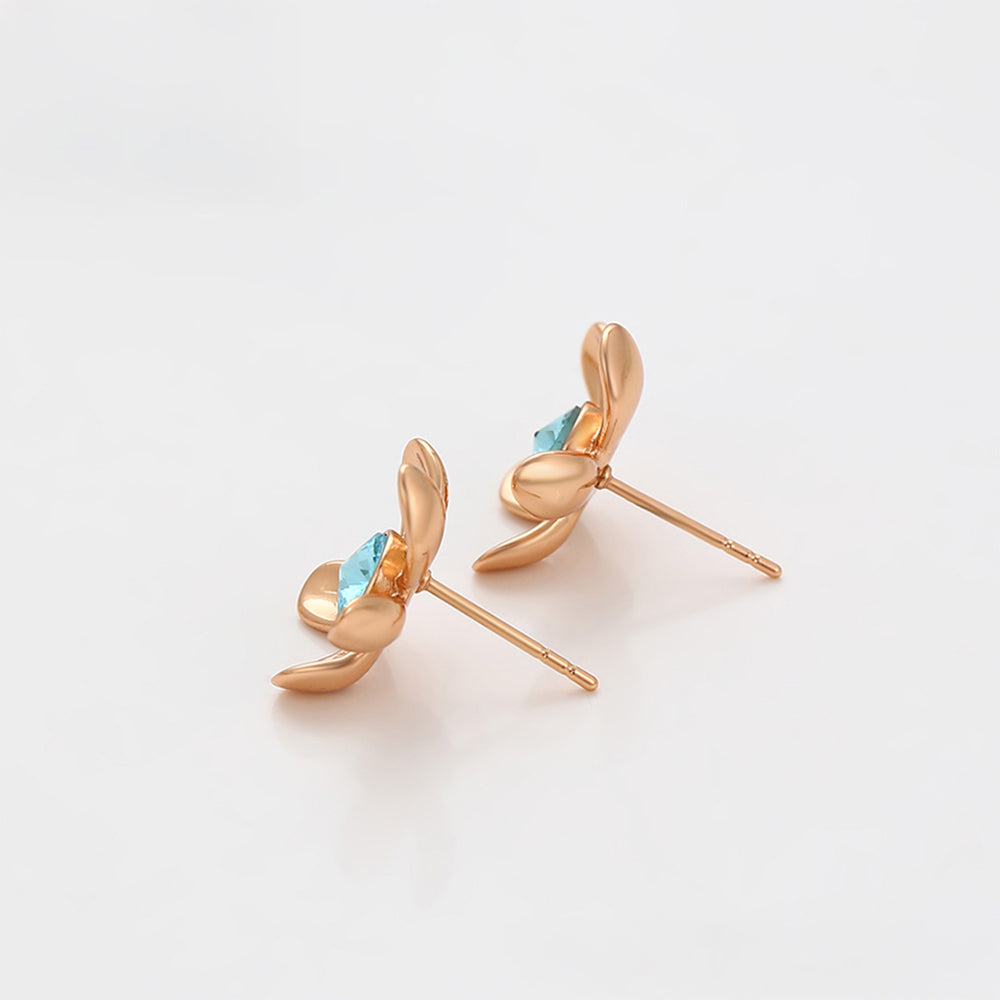 Brincos de Liga de Ouro com Cristal Emporia® Azul