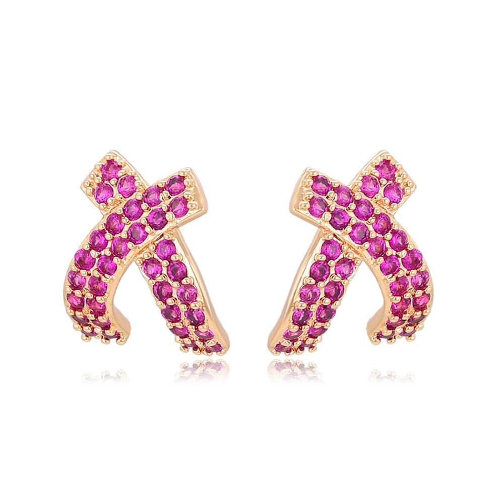 Brincos de Liga de Ouro com Cristal Emporia® Rosa