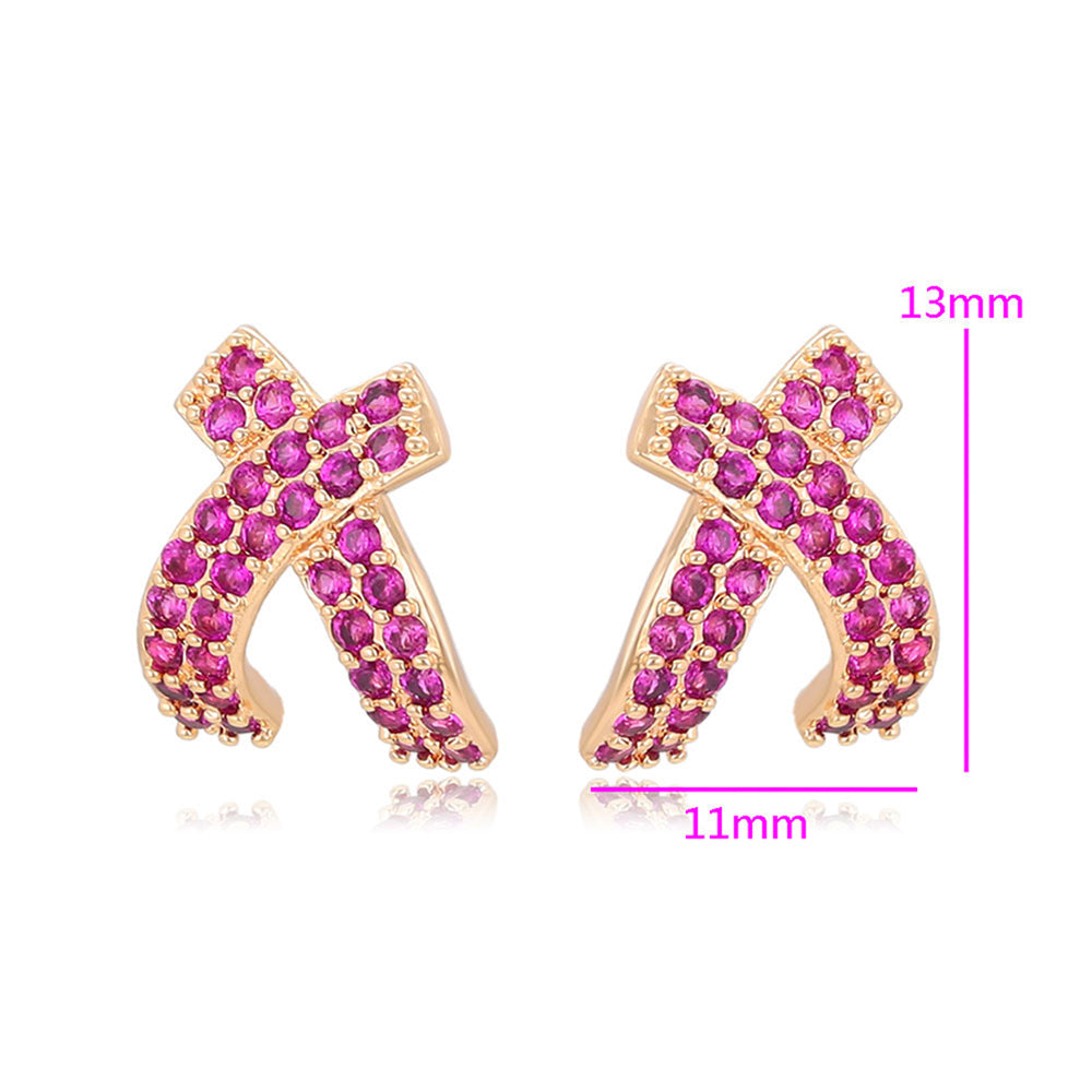 Brincos de Liga de Ouro com Cristal Emporia® Rosa