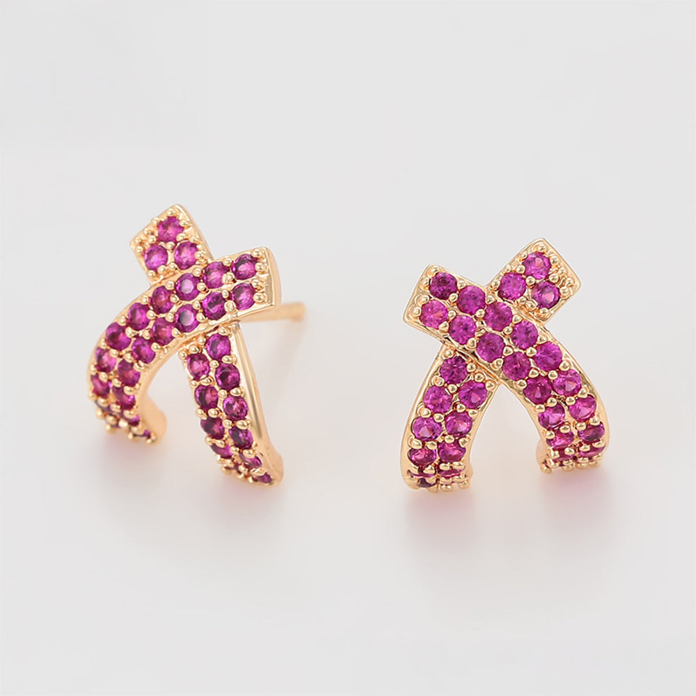 Brincos de Liga de Ouro com Cristal Emporia® Rosa