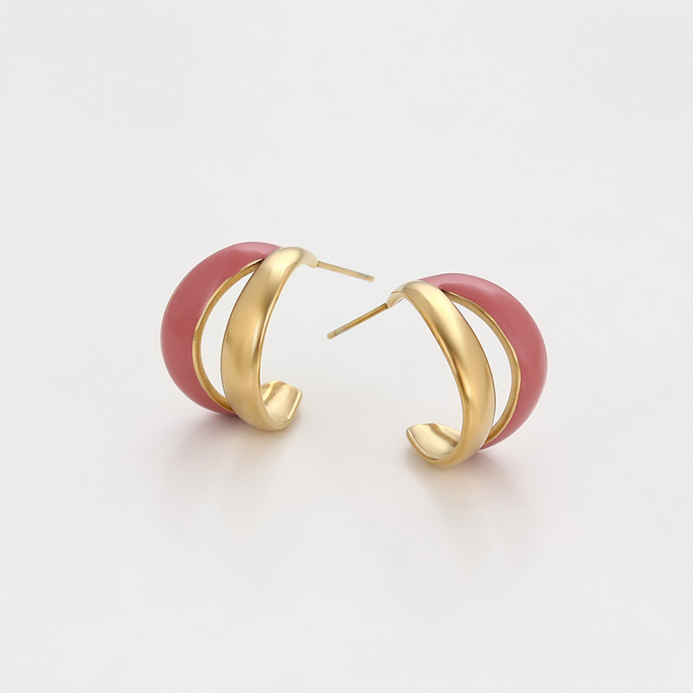 Brincos de Liga de Ouro com Esmalte