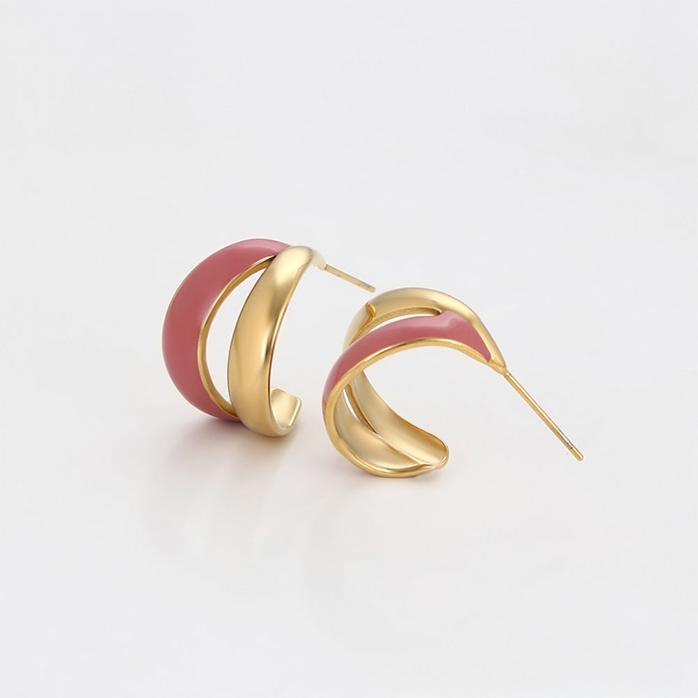 Brincos de Liga de Ouro com Esmalte