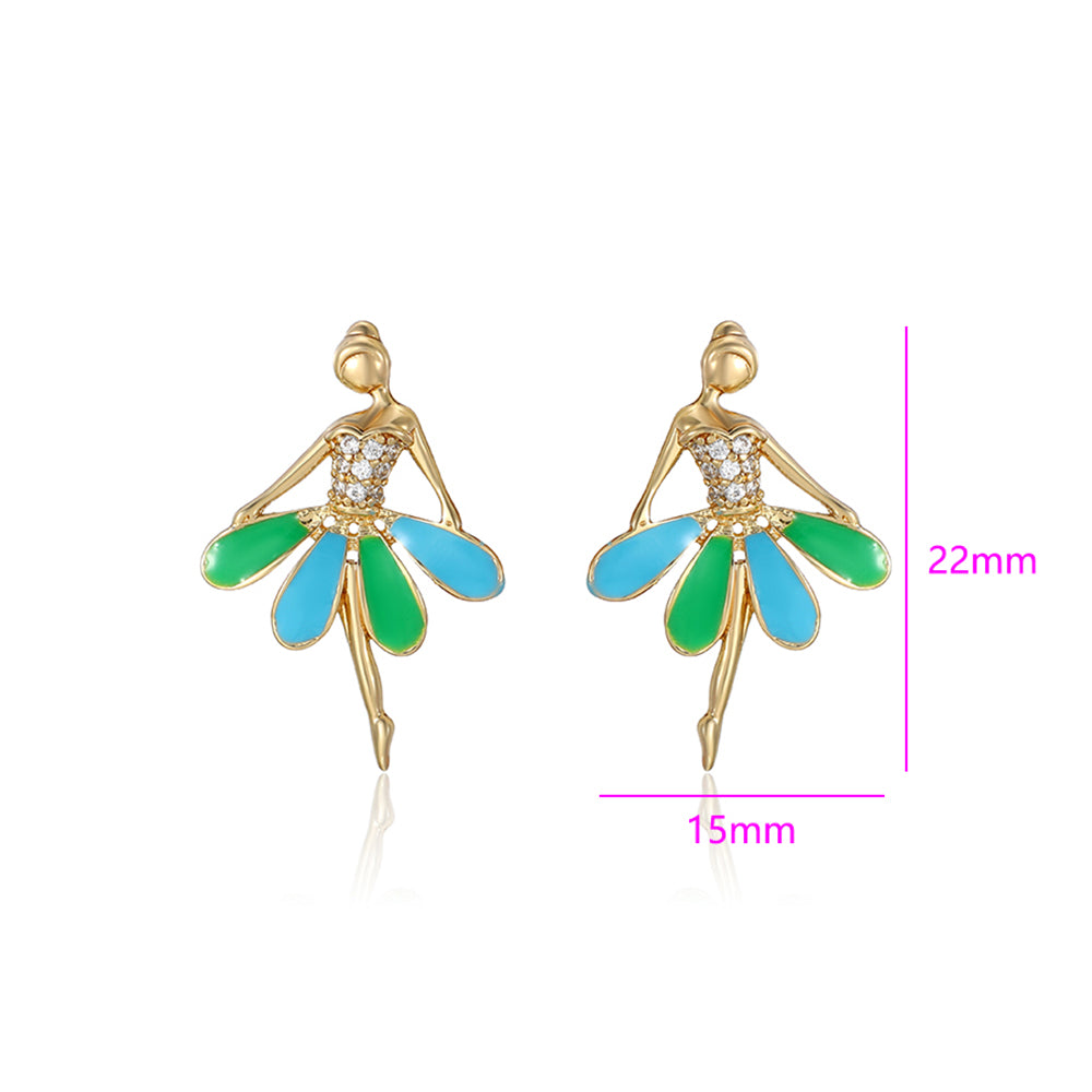 Brincos de Liga de Ouro com Esmalte e Cristal Emporia® Branco 3 