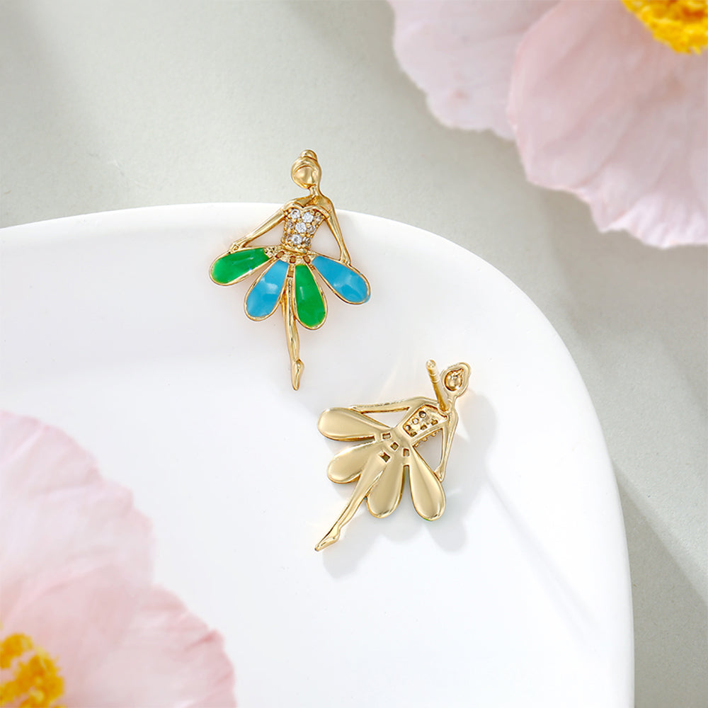 Brincos de Liga de Ouro com Esmalte e Cristal Emporia® Branco