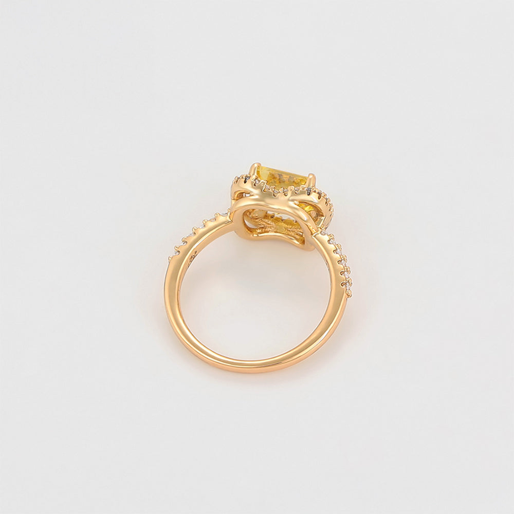 Anel de Liga de Ouro com Cristal Emporia® Amarelo e Cristal Emporia® Branco