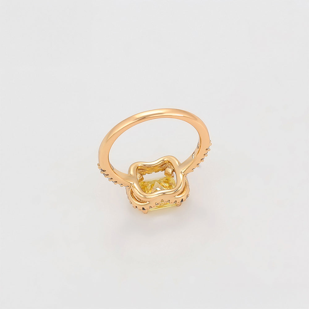 Anel de Liga de Ouro com Cristal Emporia® Amarelo e Cristal Emporia® Branco 4 