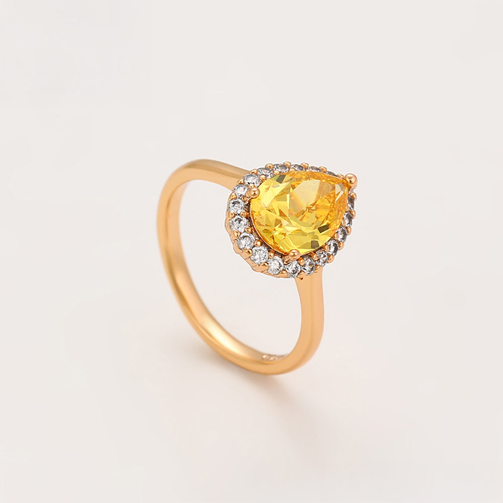 Anel de Liga de Ouro com Cristal Emporia® Amarelo e Cristal Emporia® Branco 3 