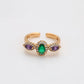 Anel de Liga de Ouro com Cristal Emporia® Roxo e Cristal Emporia® Verde