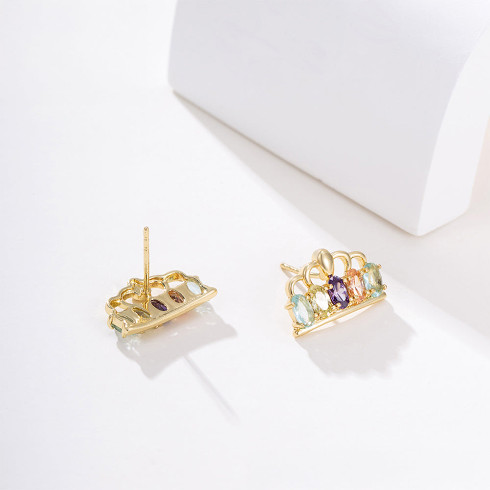 Conjunto de Liga de Ouro com Cristal Emporia® Roxo e Cristal Emporia® Amarelo ( Brincos+Pendente )