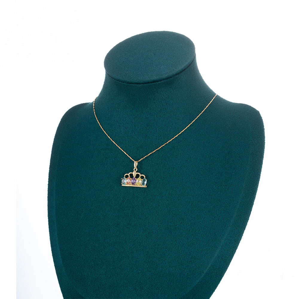 Conjunto de Liga de Ouro com Cristal Emporia® Roxo e Cristal Emporia® Amarelo ( Brincos+Pendente )