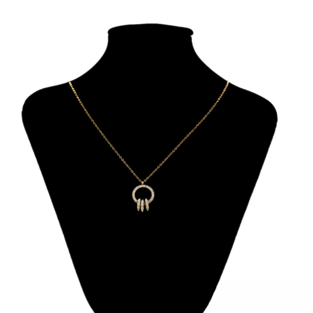 Conjunto de Liga de Ouro com Cristal Emporia® Branco ( Colar+Brincos+Pendente ) 4 