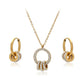 Conjunto de Liga de Ouro com Cristal Emporia® Branco ( Colar+Brincos+Pendente )