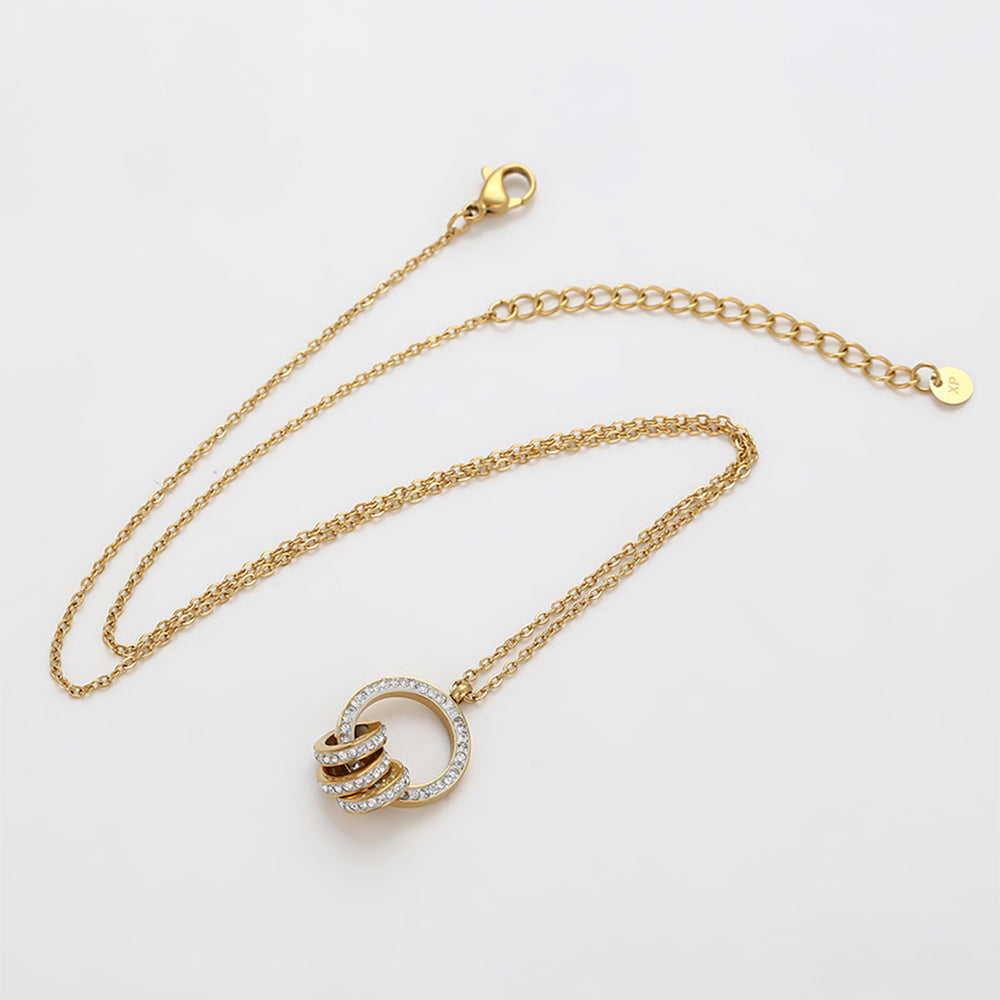 Conjunto de Liga de Ouro com Cristal Emporia® Branco ( Colar+Brincos+Pendente ) 6 