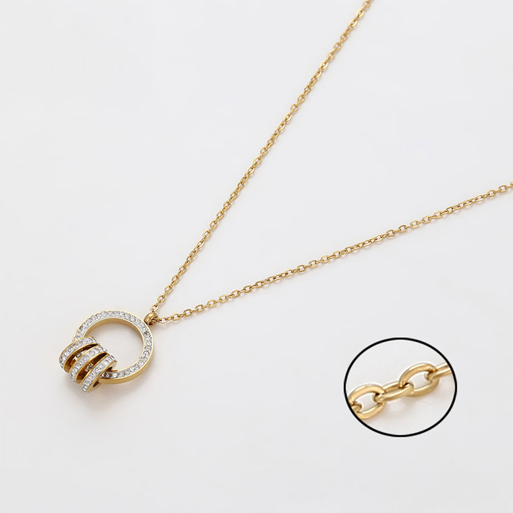 Conjunto de Liga de Ouro com Cristal Emporia® Branco ( Colar+Brincos+Pendente )