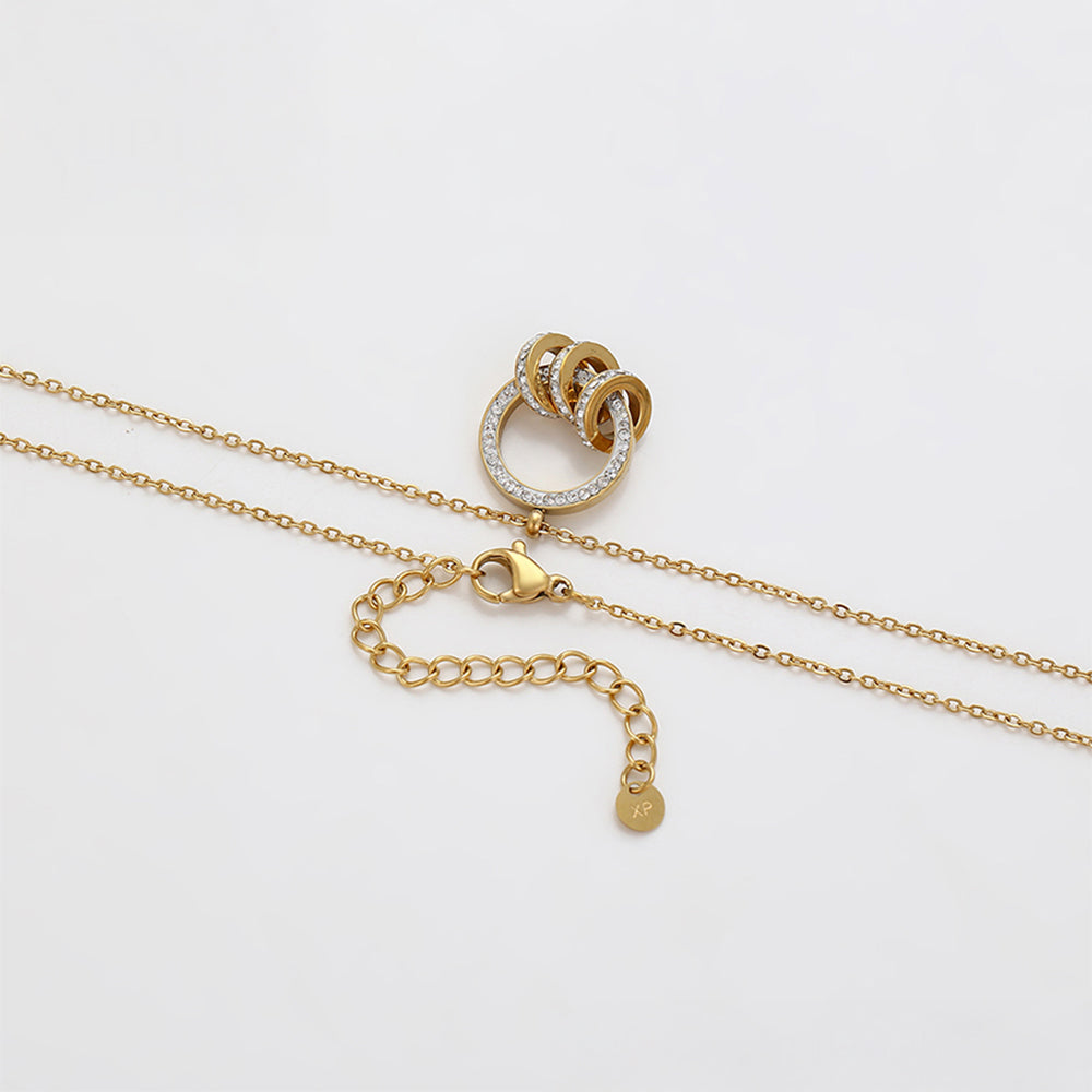Conjunto de Liga de Ouro com Cristal Emporia® Branco ( Colar+Brincos+Pendente ) 9 