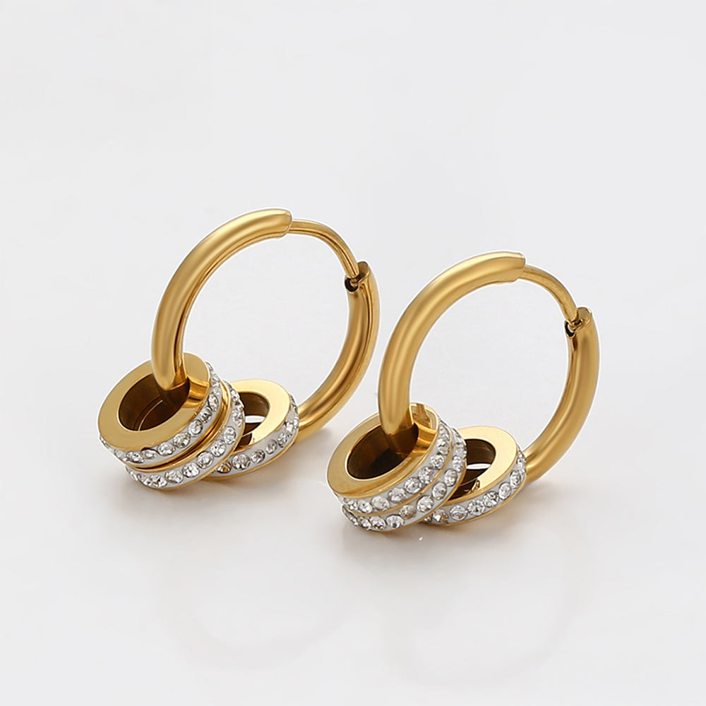 Conjunto de Liga de Ouro com Cristal Emporia® Branco ( Colar+Brincos+Pendente )