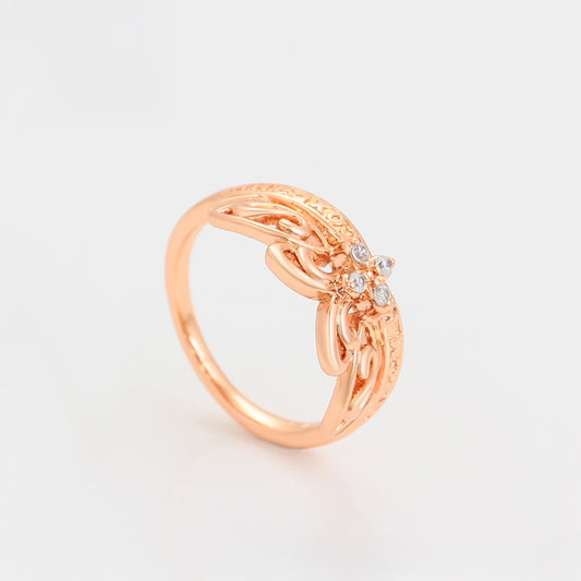 Anel de Liga de Ouro com Cristal Emporia® Branco