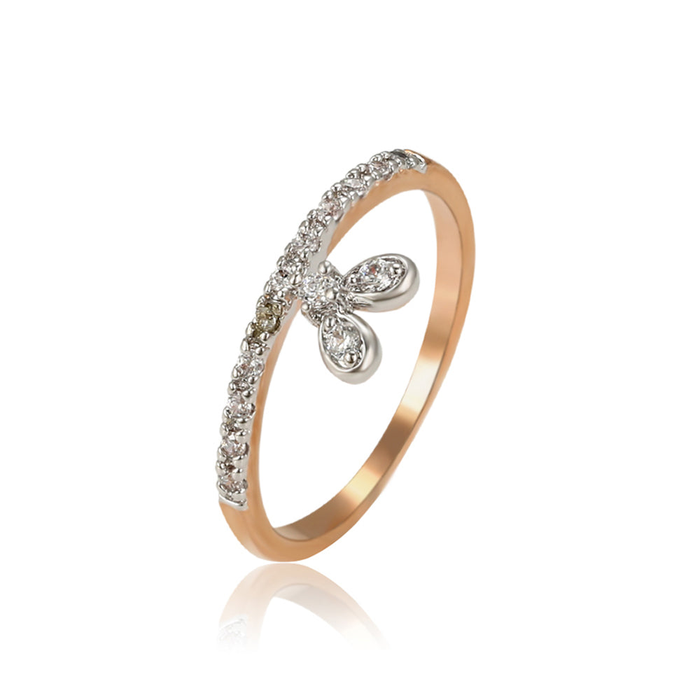 Anel de Liga de Ouro com Cristal Emporia® Branco 2 