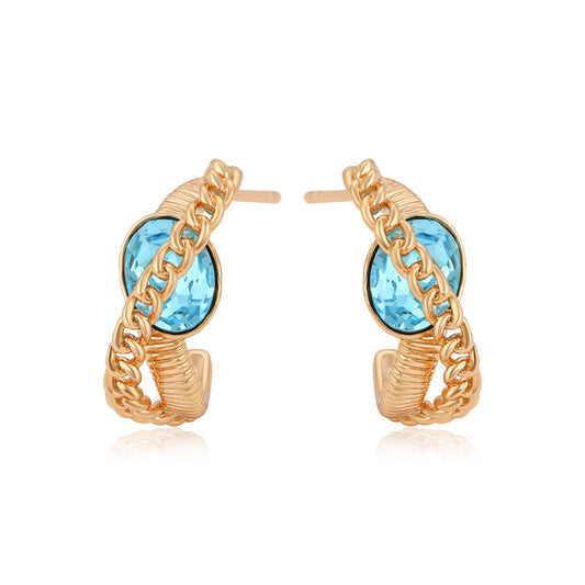 Brincos de Liga de Ouro com Cristal Emporia® Azul