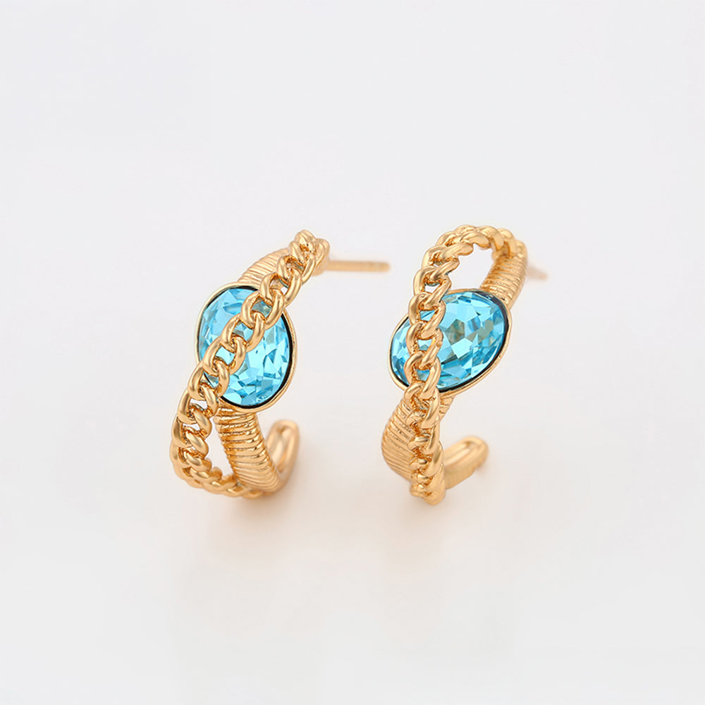 Brincos de Liga de Ouro com Cristal Emporia® Azul 3 