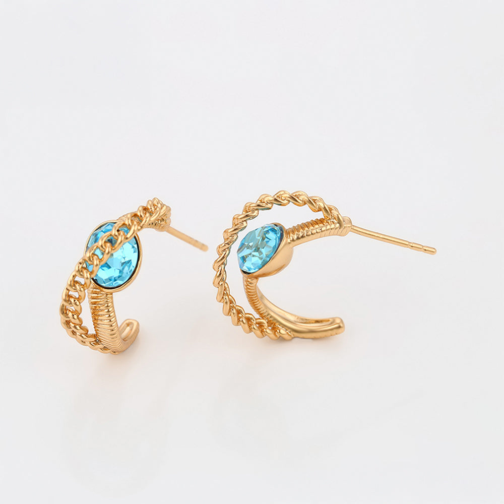 Brincos de Liga de Ouro com Cristal Emporia® Azul