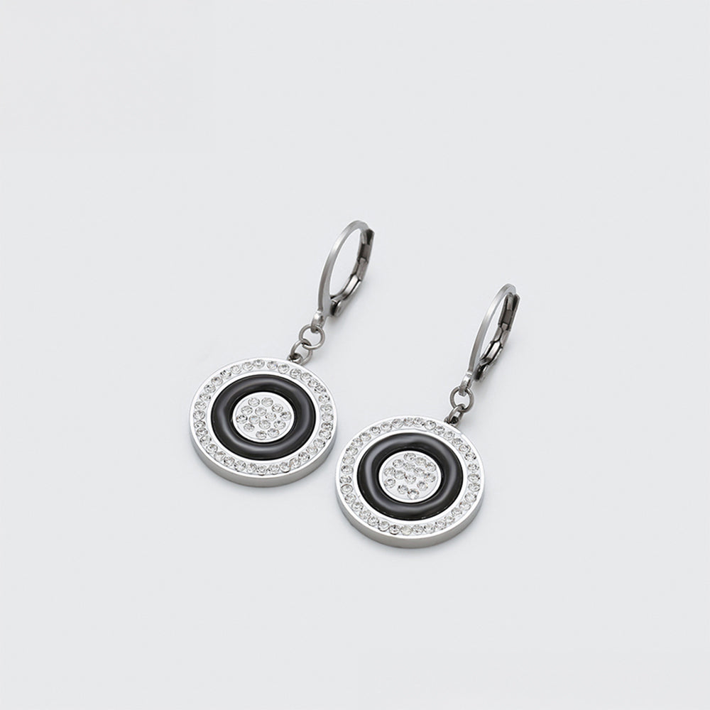 Brincos de Liga de Ouro com Cristal Emporia® Branco e Cristal Emporia® Preto 3 