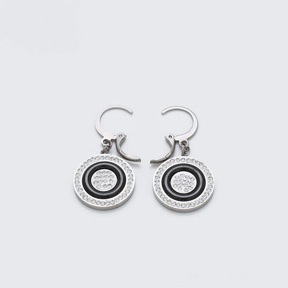 Brincos de Liga de Ouro com Cristal Emporia® Branco e Cristal Emporia® Preto