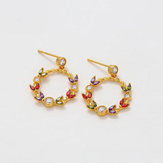 Brincos de Liga de Ouro com Cristal Emporia® Vermelho e Cristal Emporia® Branco