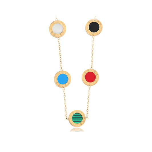 Colar de Liga de Ouro com Cristal Emporia® Vermelho e Cristal Emporia® Azul