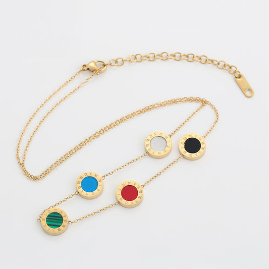 Colar de Liga de Ouro com Cristal Emporia® Vermelho e Cristal Emporia® Azul