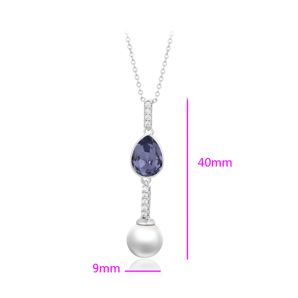 Colar de Liga de Ouro com Cristal Emporia® Roxo e Pérola de Vidro